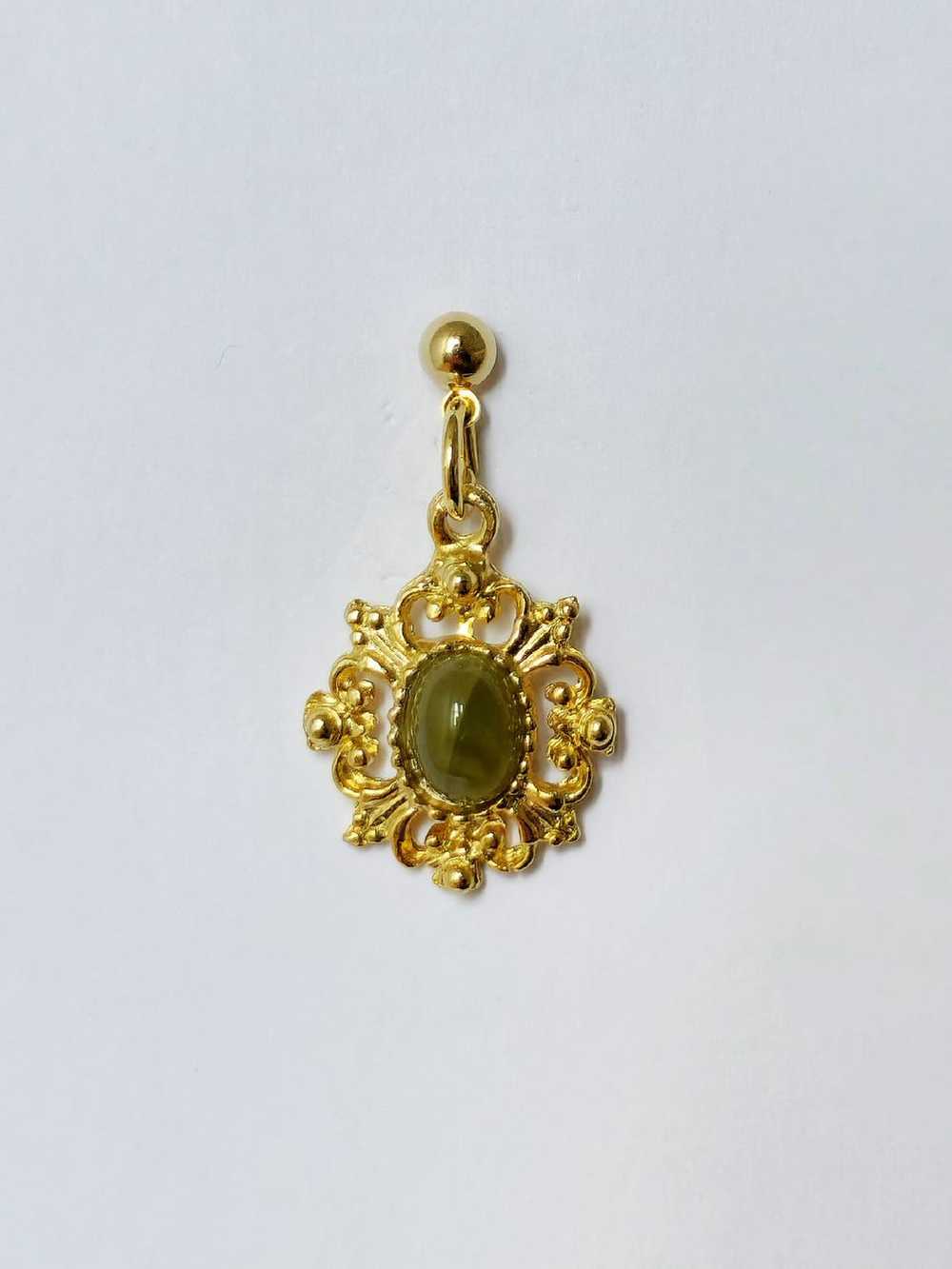 Vintage Gold Plated Victorian Style Ornate Drop E… - image 4