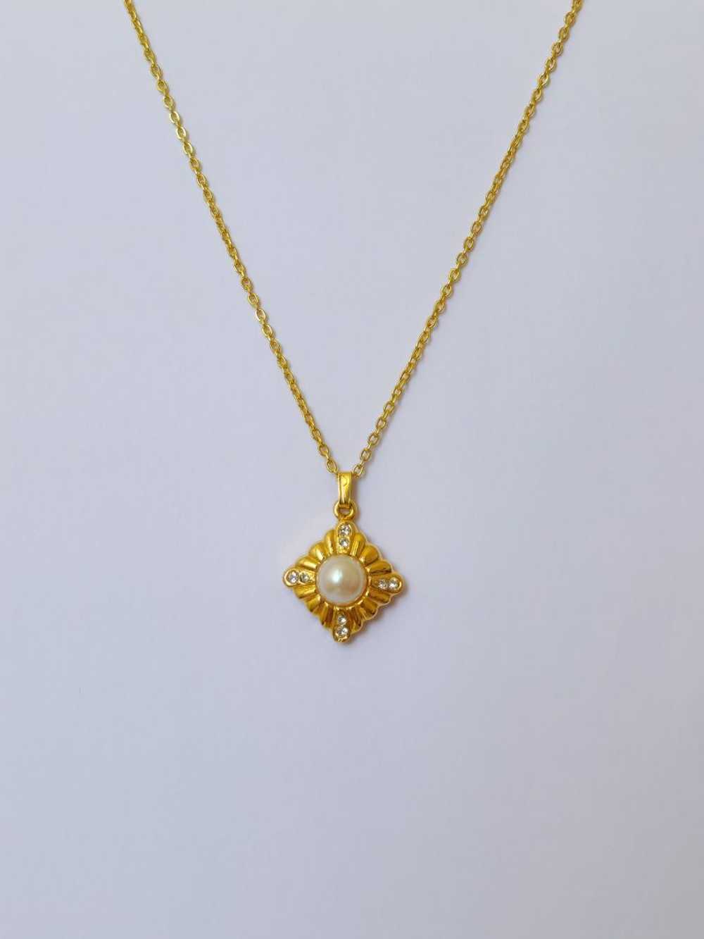 Vintage Gold Plated Thin Cable Chain Pendant Neck… - image 2