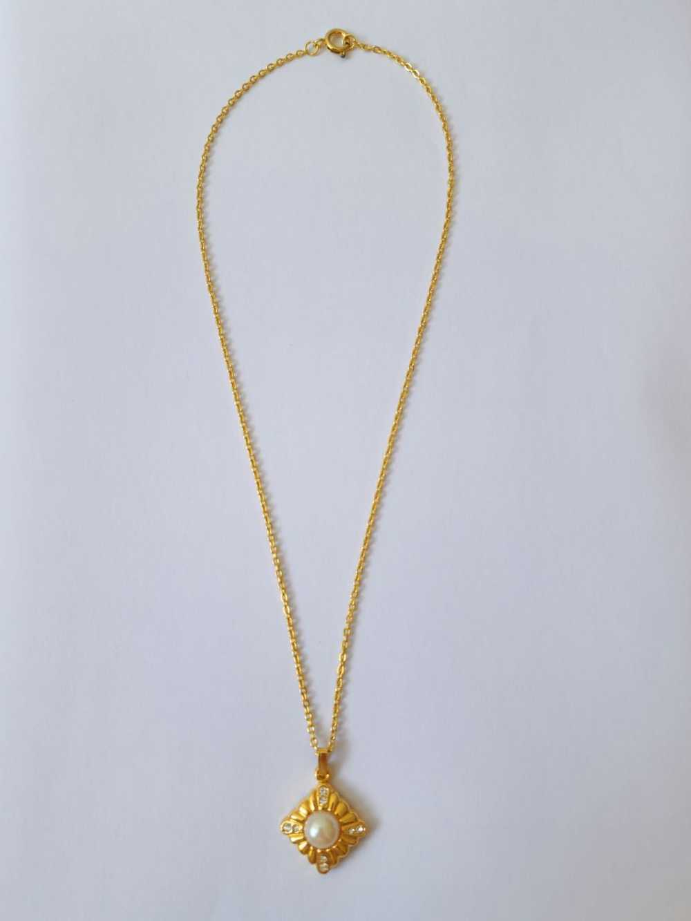 Vintage Gold Plated Thin Cable Chain Pendant Neck… - image 4