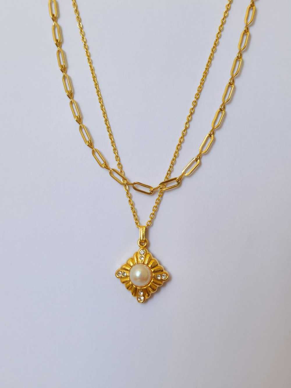 Vintage Gold Plated Thin Cable Chain Pendant Neck… - image 5