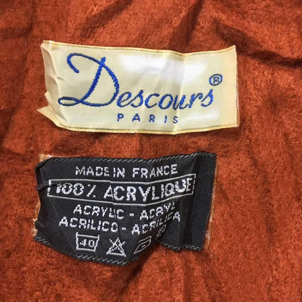 Vintage DESCOURS PARIS Brown Scarf Fringes Acryli… - image 3