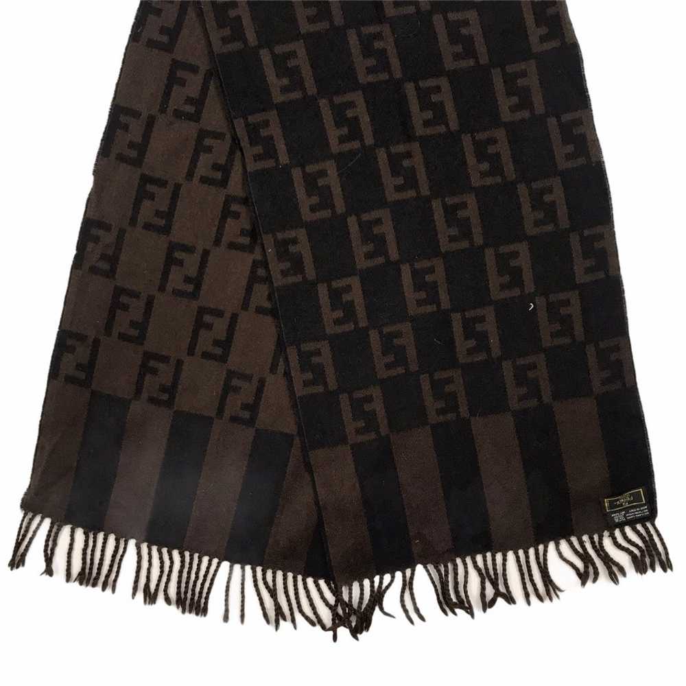 Fendi FENDI Full Print Brown Scarf Fringes Wool M… - image 3