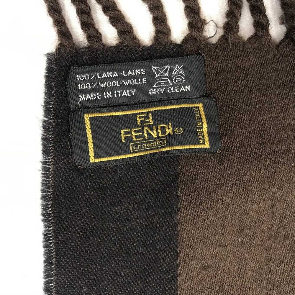 Fendi FENDI Full Print Brown Scarf Fringes Wool M… - image 5