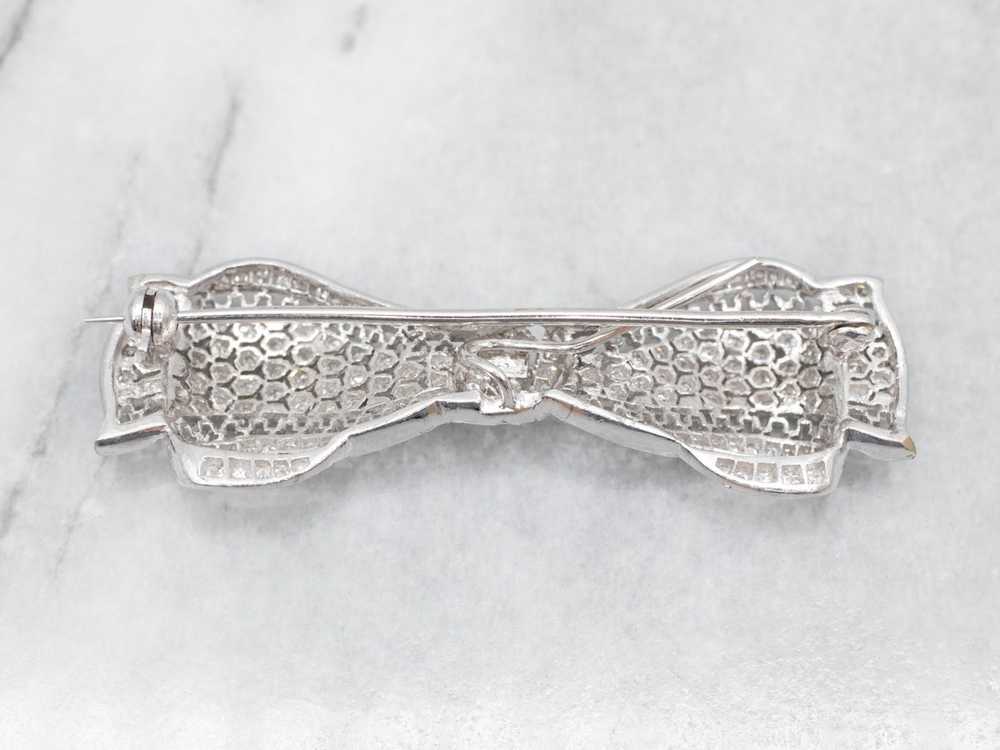 Vintage 18-Karat Gold Diamond Bow Pin - image 2