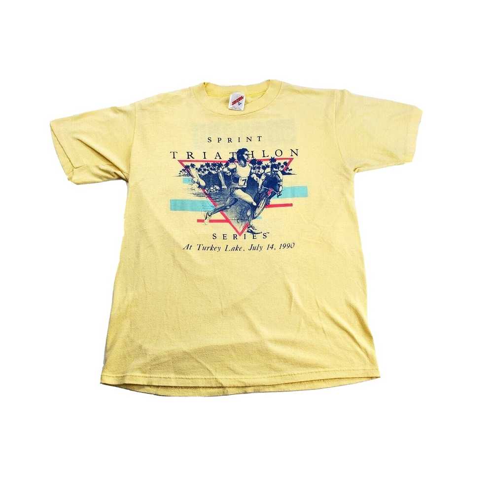 Jerzees Vintage Mens Sprint Triathlon 90s shirt O… - image 1