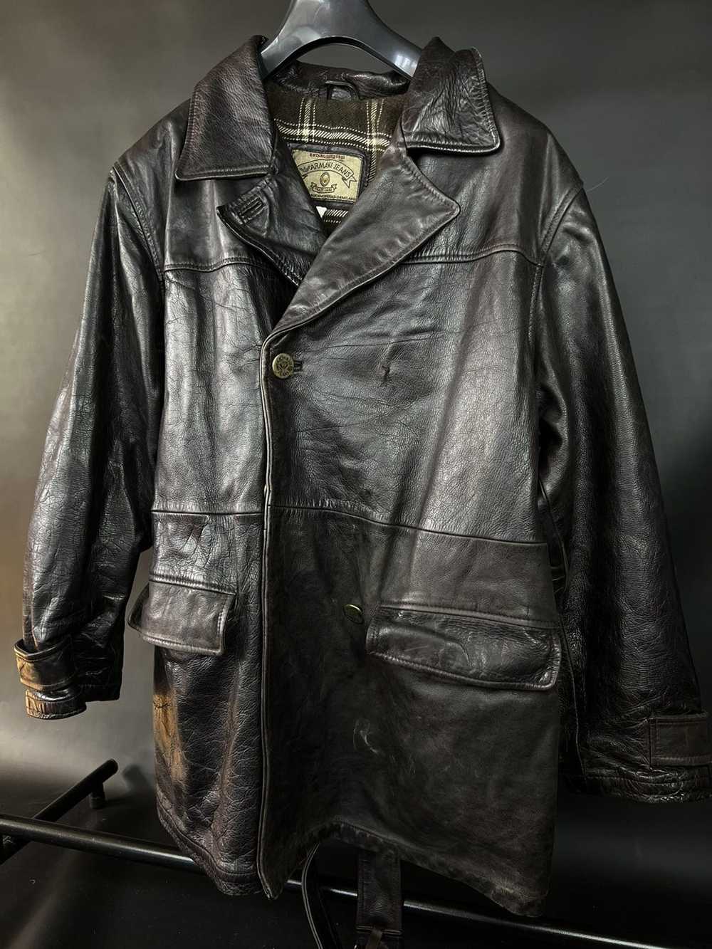 Armani × Vintage VTG leather jacket Armani Jeans … - image 2