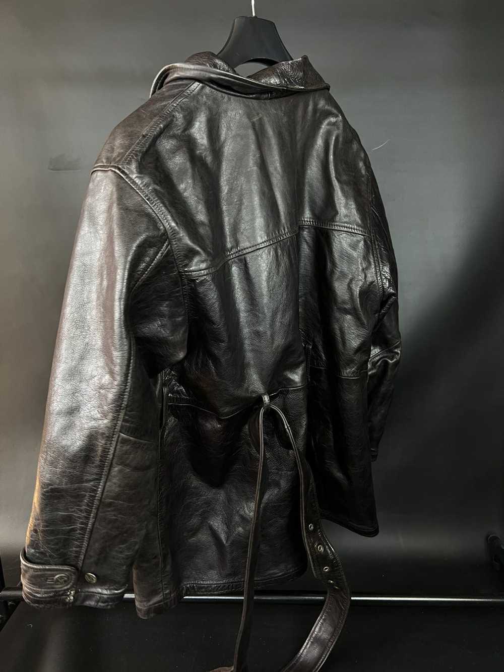 Armani × Vintage VTG leather jacket Armani Jeans … - image 7