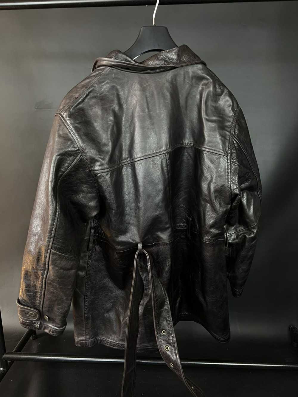 Armani × Vintage VTG leather jacket Armani Jeans … - image 8