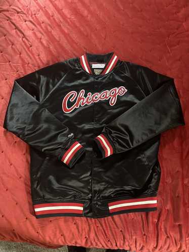 Mitchell & Ness Chicago Bulls Leather And Wool Varsity Jacket ($765) ❤  liked on Polyvore featuring…