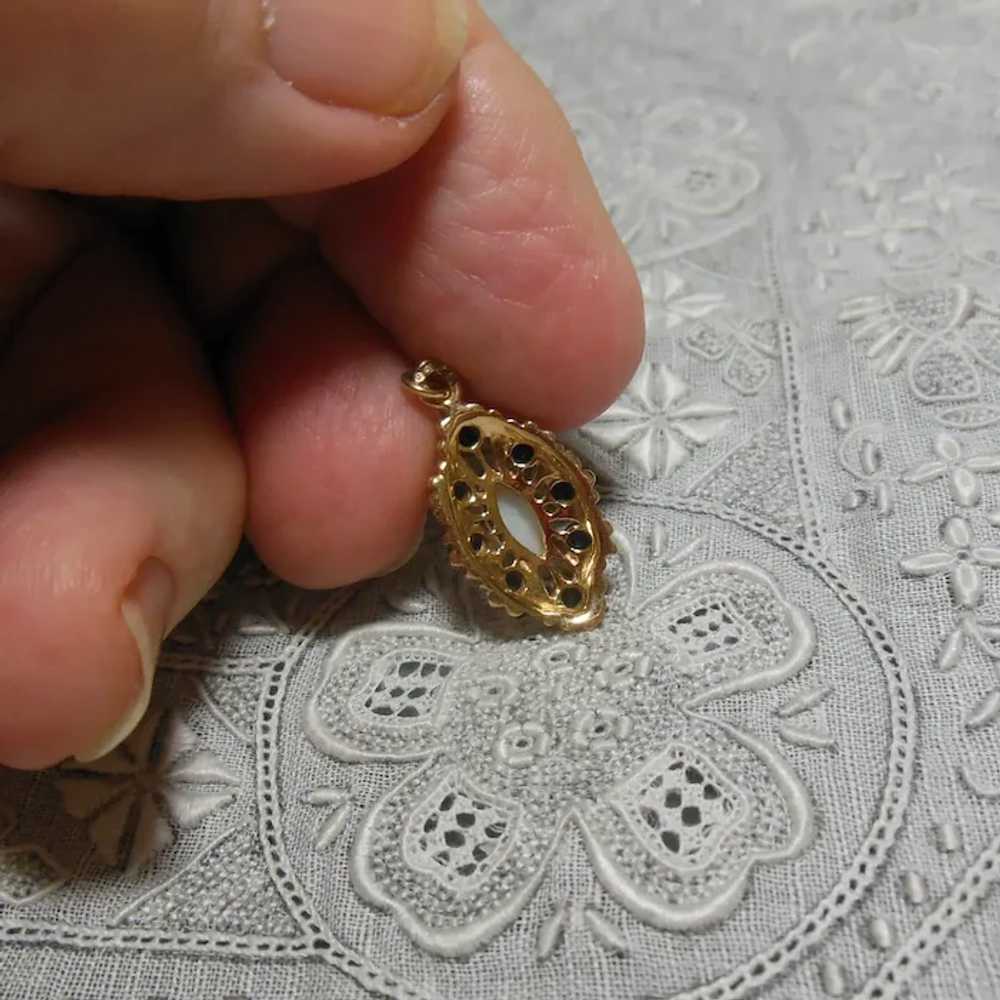 Stunning Petite 9 KT Gold Sapphire & Opal Pendant - image 3