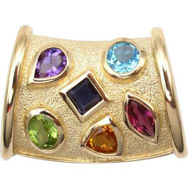 Colorful 3 Carat Multi Gemstone Slide Pendant 14k… - image 1