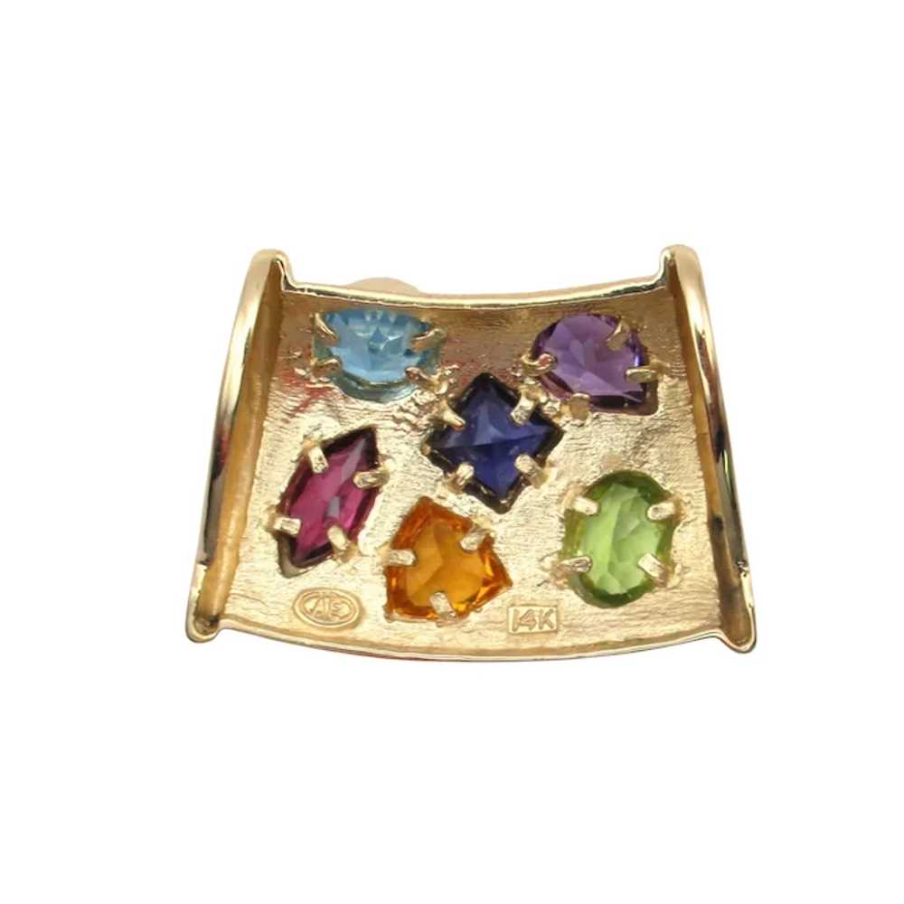 Colorful 3 Carat Multi Gemstone Slide Pendant 14k… - image 3