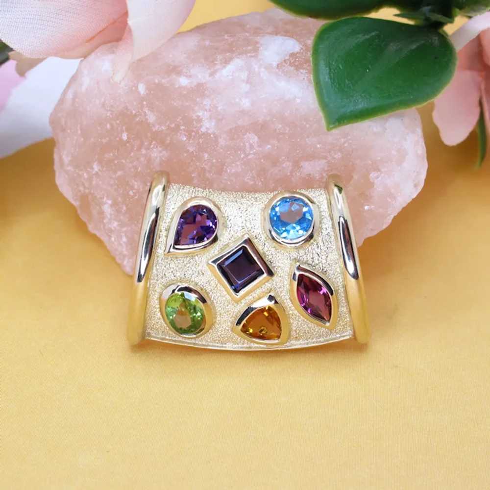 Colorful 3 Carat Multi Gemstone Slide Pendant 14k… - image 5