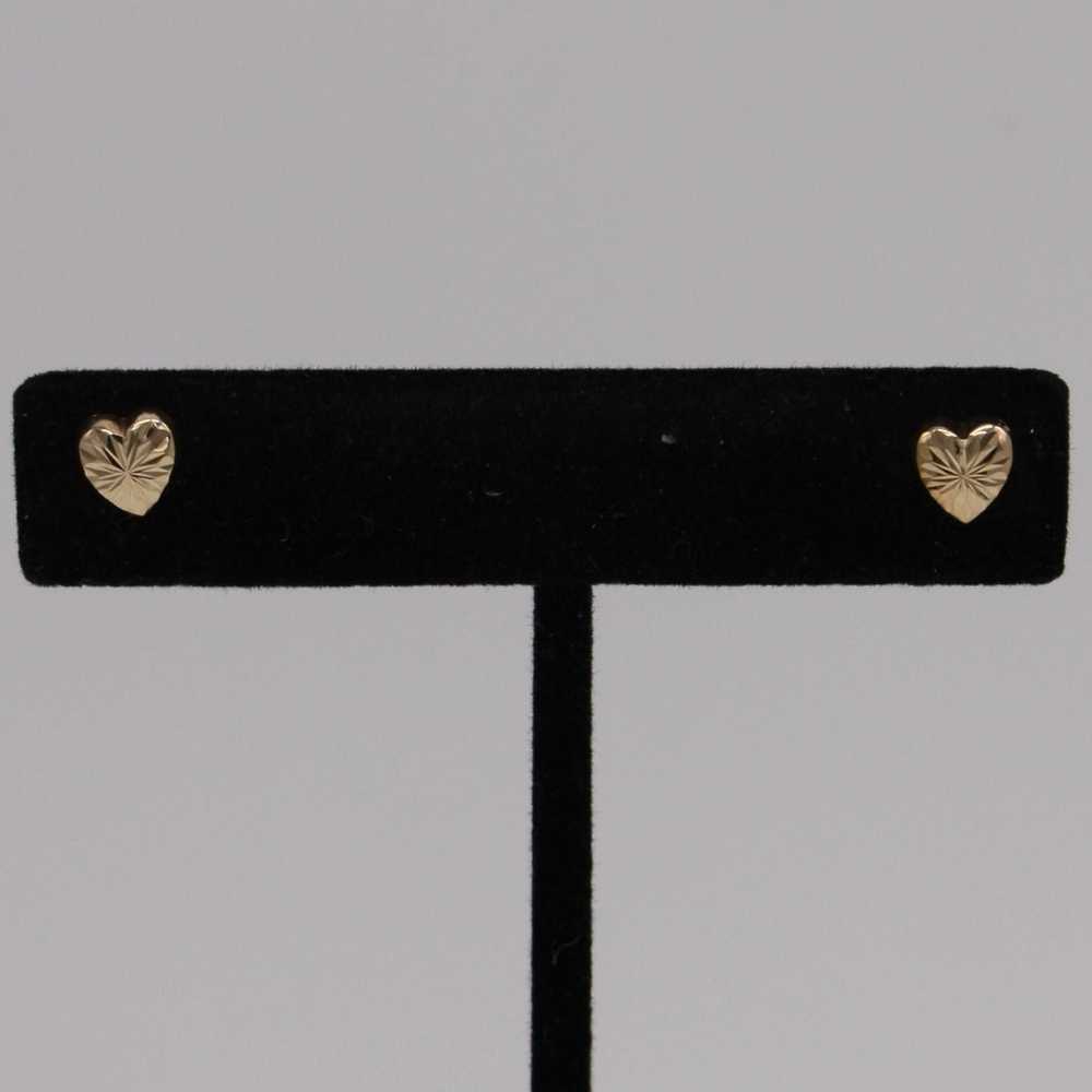 Other Gorgeous Textured Heart Gold Stud Earrings - image 1