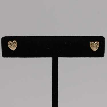 Other Gorgeous Textured Heart Gold Stud Earrings - image 1