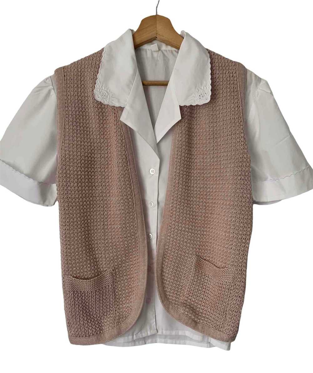 Knit vest - Sleeveless knit cardigan, open withou… - image 6