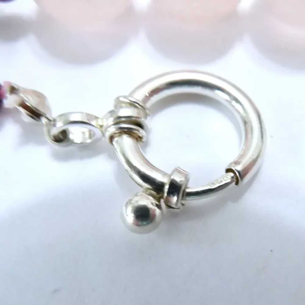 Sterling Silver 925 Rose Quartz & Garnet Necklace - image 7