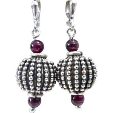 Garnet bead dangle earrings - Gem