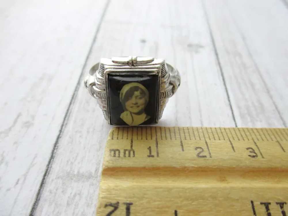 Vintage Sterling Mourning Ring Prison Art Sepia P… - image 6