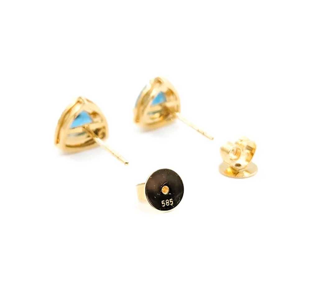 Deep Blue Aquamarine & Diamond Stud Earrings - image 4