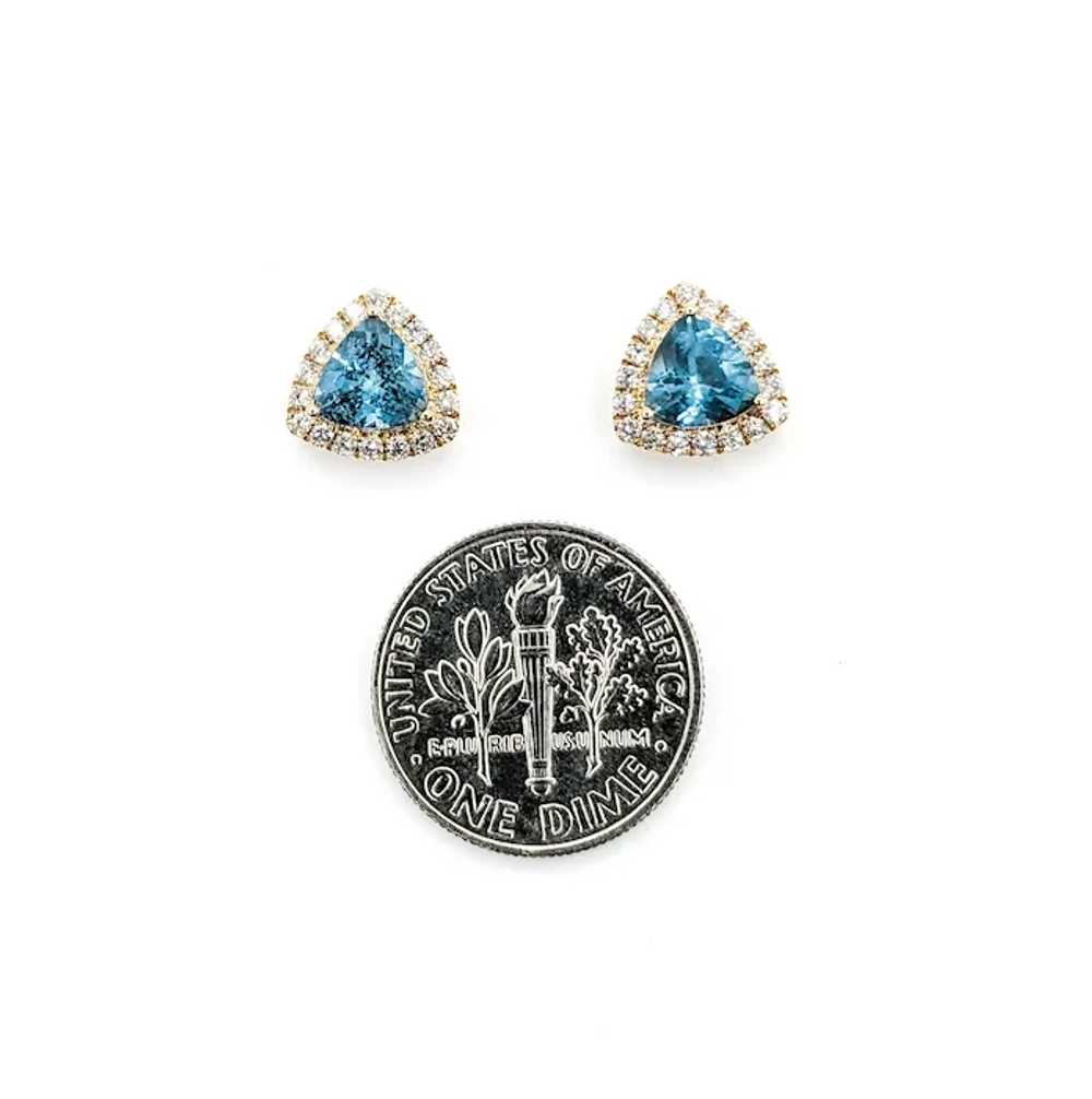 Deep Blue Aquamarine & Diamond Stud Earrings - image 8