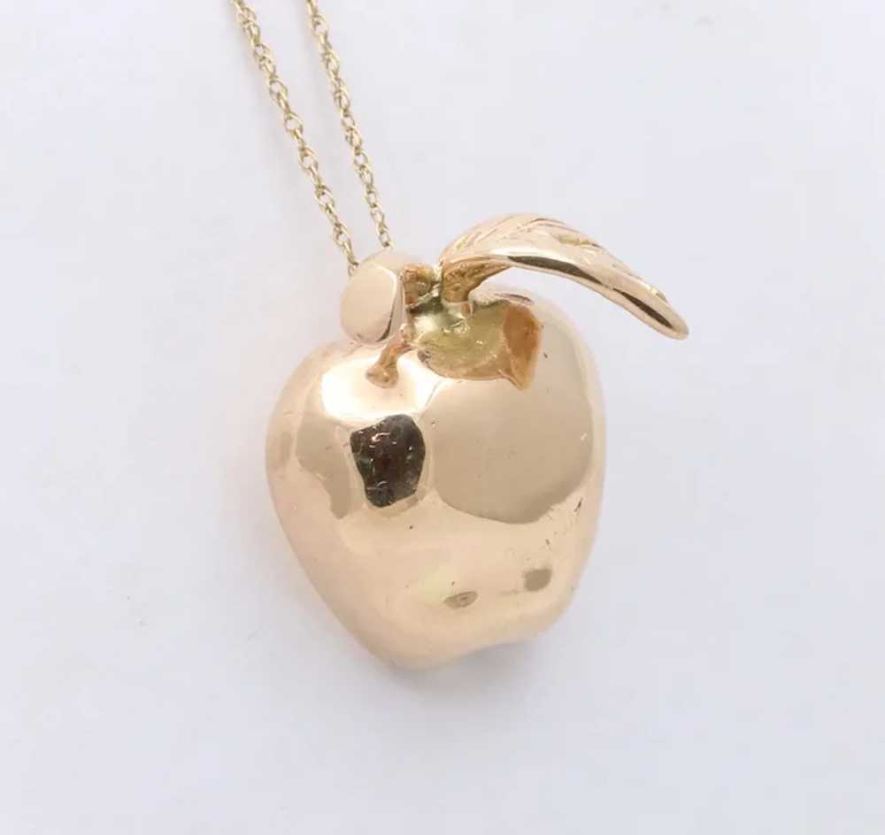 Vintage 14K Yellow Gold  Big Apple Charm Pendant - image 2