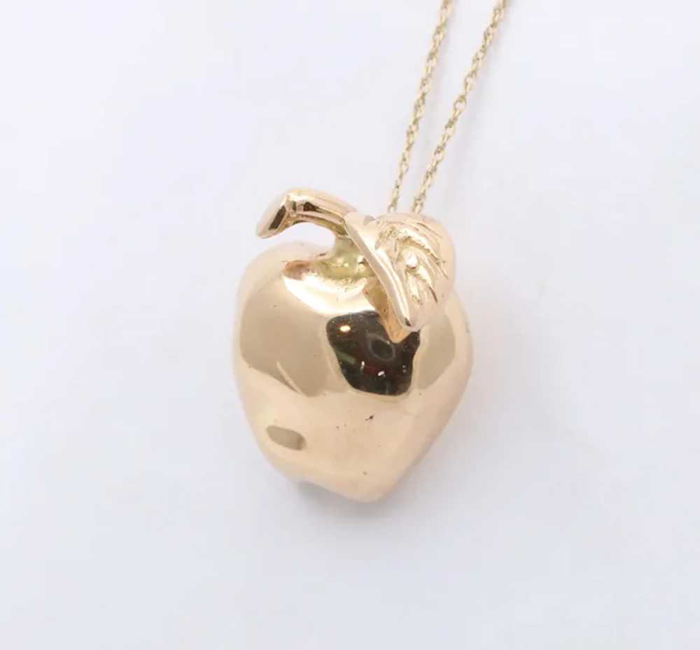 Vintage 14K Yellow Gold  Big Apple Charm Pendant - image 3