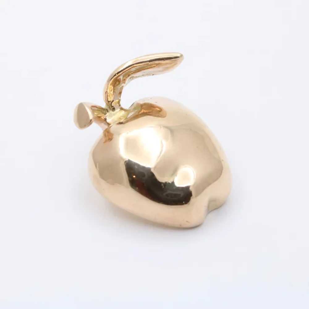 Vintage 14K Yellow Gold  Big Apple Charm Pendant - image 4