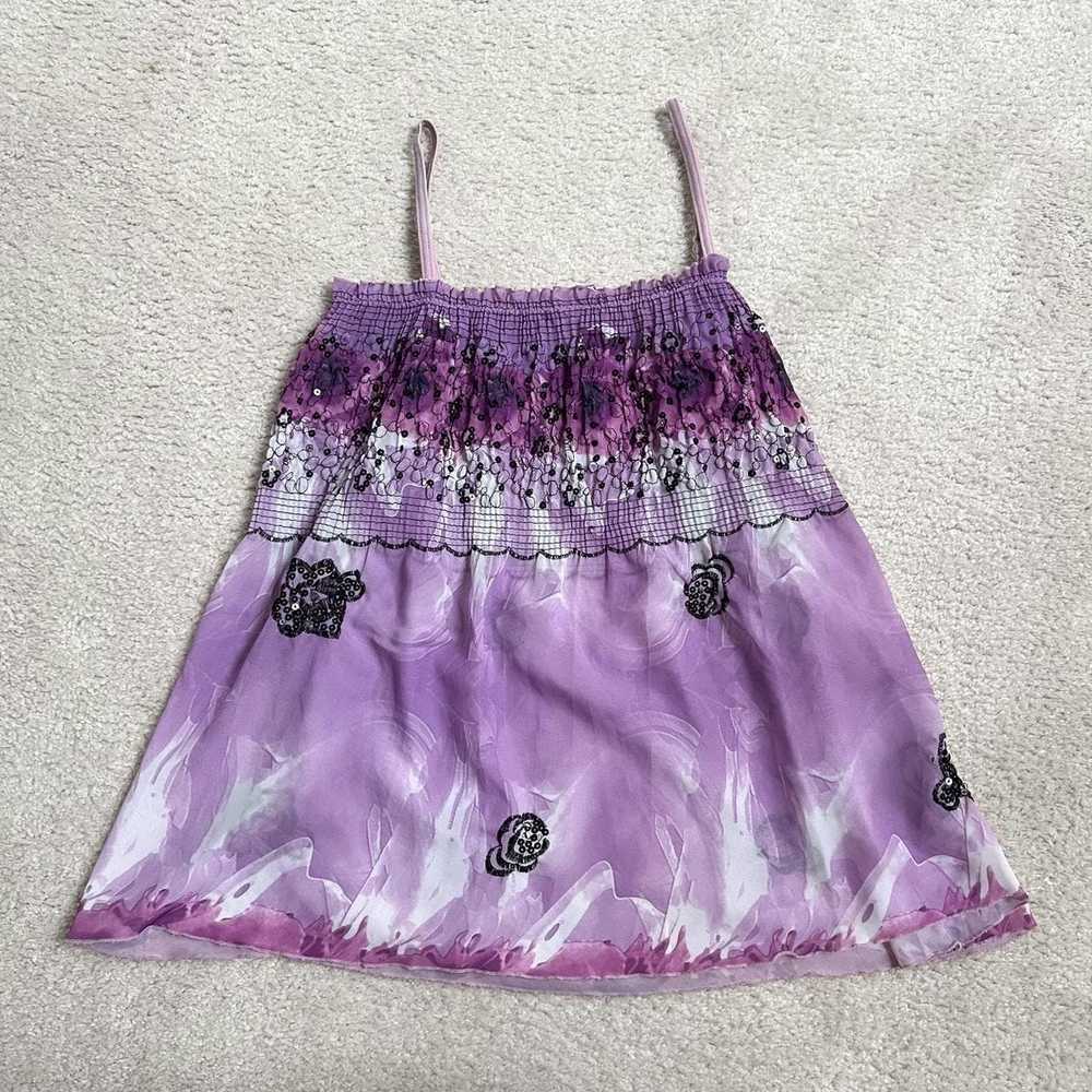 Vintage Vintage Y2K purple floral sequin babydoll… - image 1