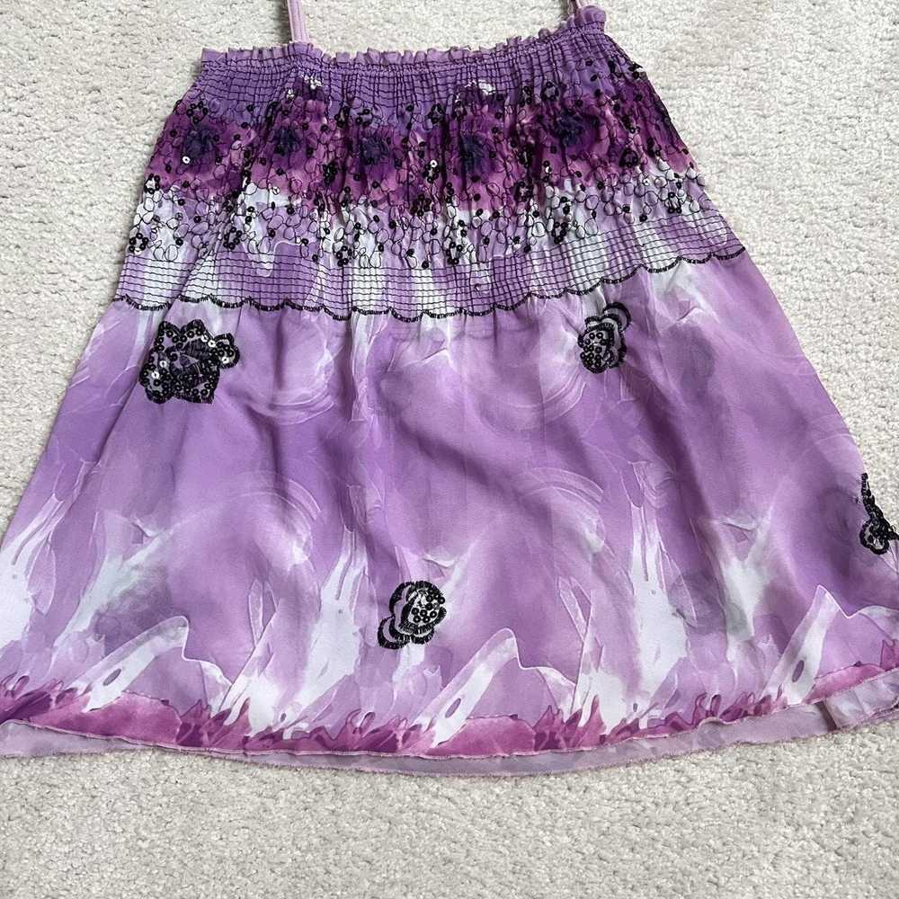 Vintage Vintage Y2K purple floral sequin babydoll… - image 3