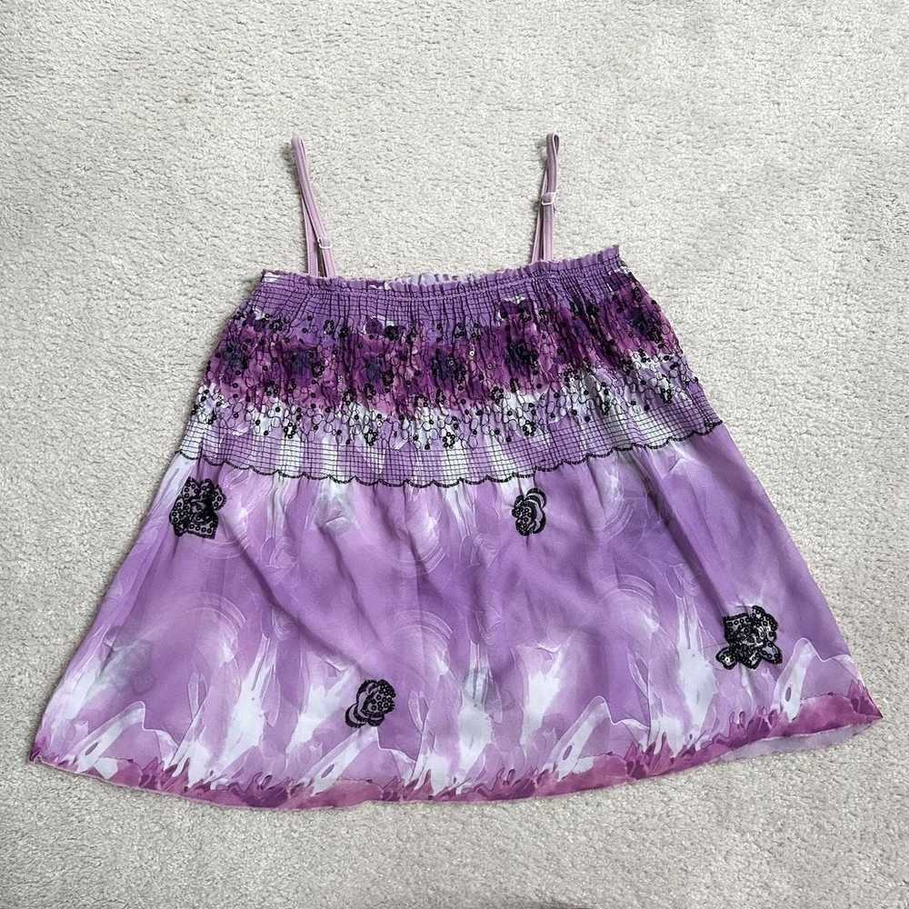 Vintage Vintage Y2K purple floral sequin babydoll… - image 4