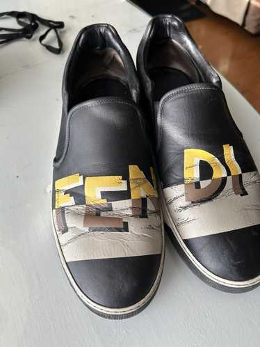 Fendi Fendi black logo slip on low top sneakers