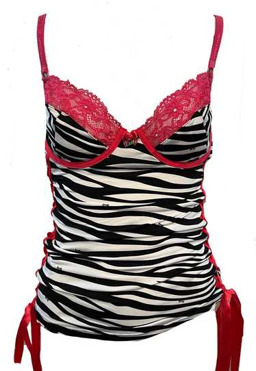 D&G 2000s Zebra and Pink Lace Bustier Top