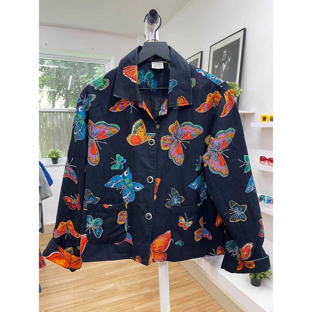 Unkwn Vintage Colorful Butterfly Collar Jacket Bu… - image 1