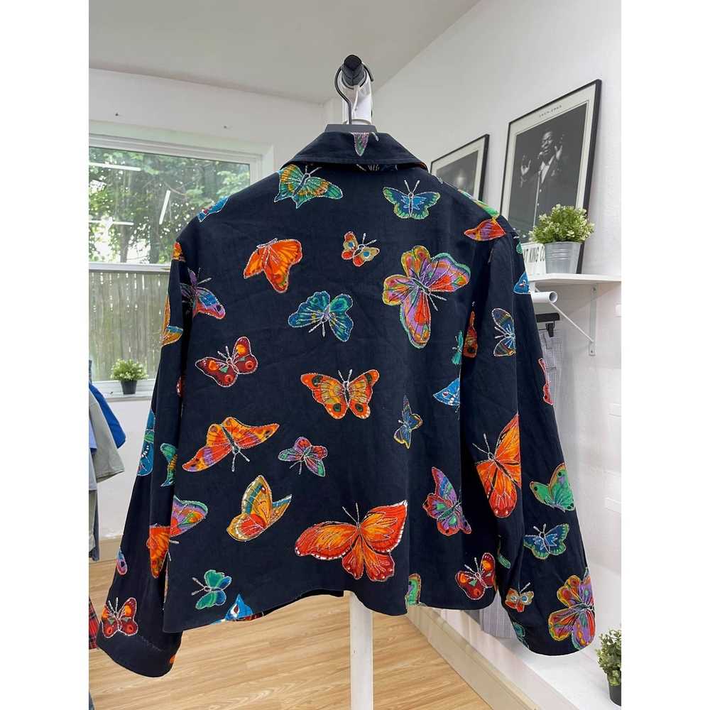 Unkwn Vintage Colorful Butterfly Collar Jacket Bu… - image 3
