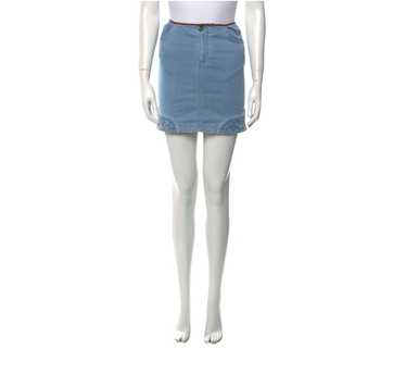 LOUIS VUITTON 2006 Vintage LV monogram blue denim jacquard mini skirt XS  rare
