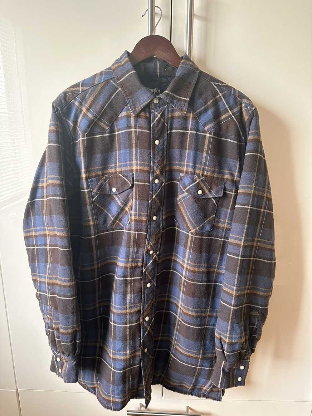 Vintage × Wrangler Vintage Wrangler Blue Flannel … - image 1