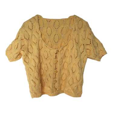 Knit top - Handmade yellow cotton knit with golde… - image 1