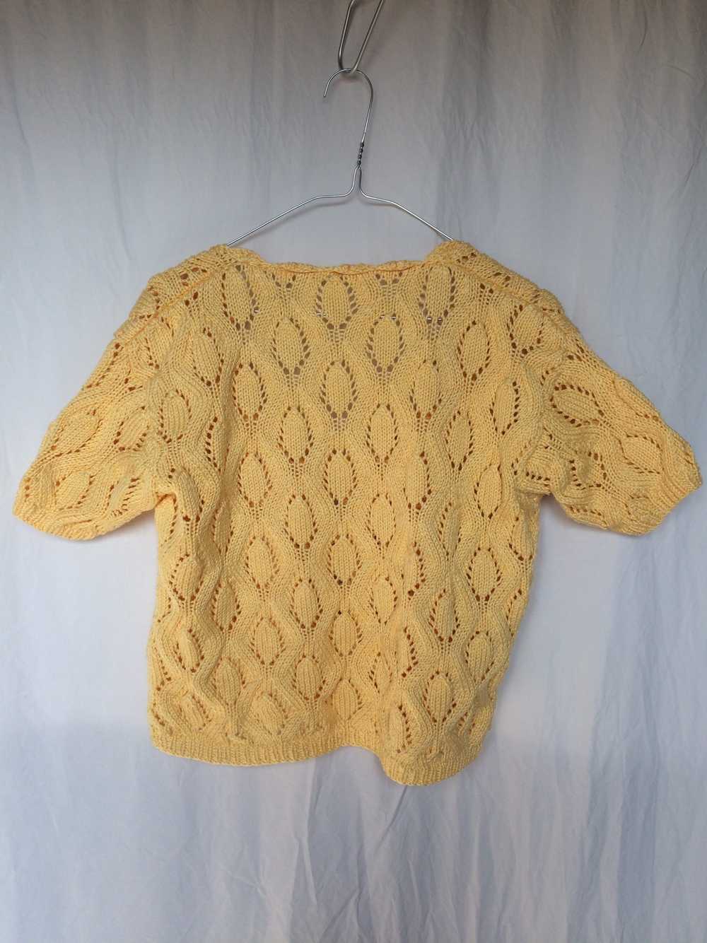 Knit top - Handmade yellow cotton knit with golde… - image 2