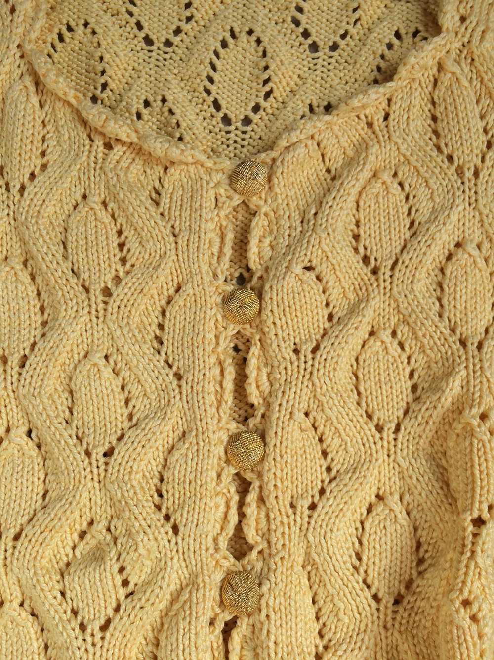 Knit top - Handmade yellow cotton knit with golde… - image 3