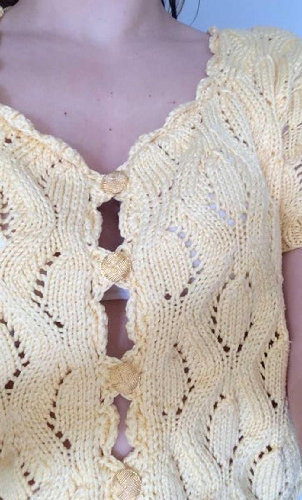 Knit top - Handmade yellow cotton knit with golde… - image 4