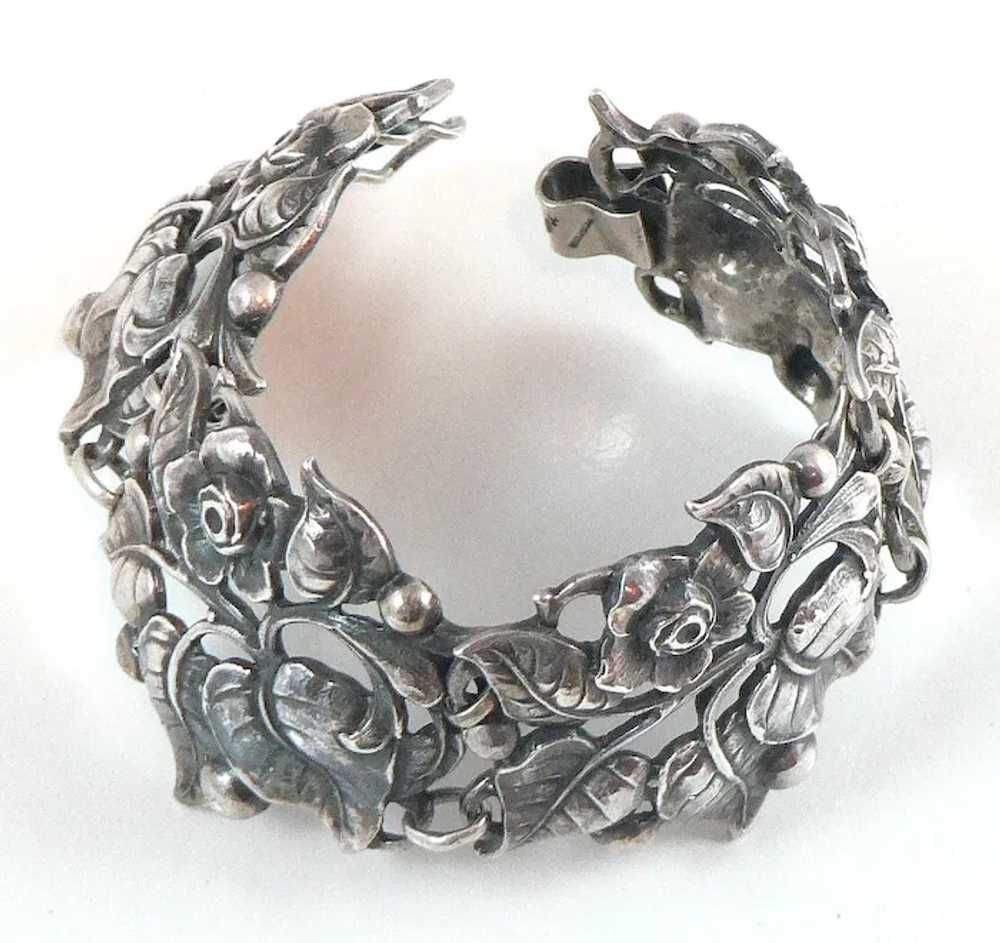 Cini Sterling Silver Rose and Leaf Bracelet - image 11