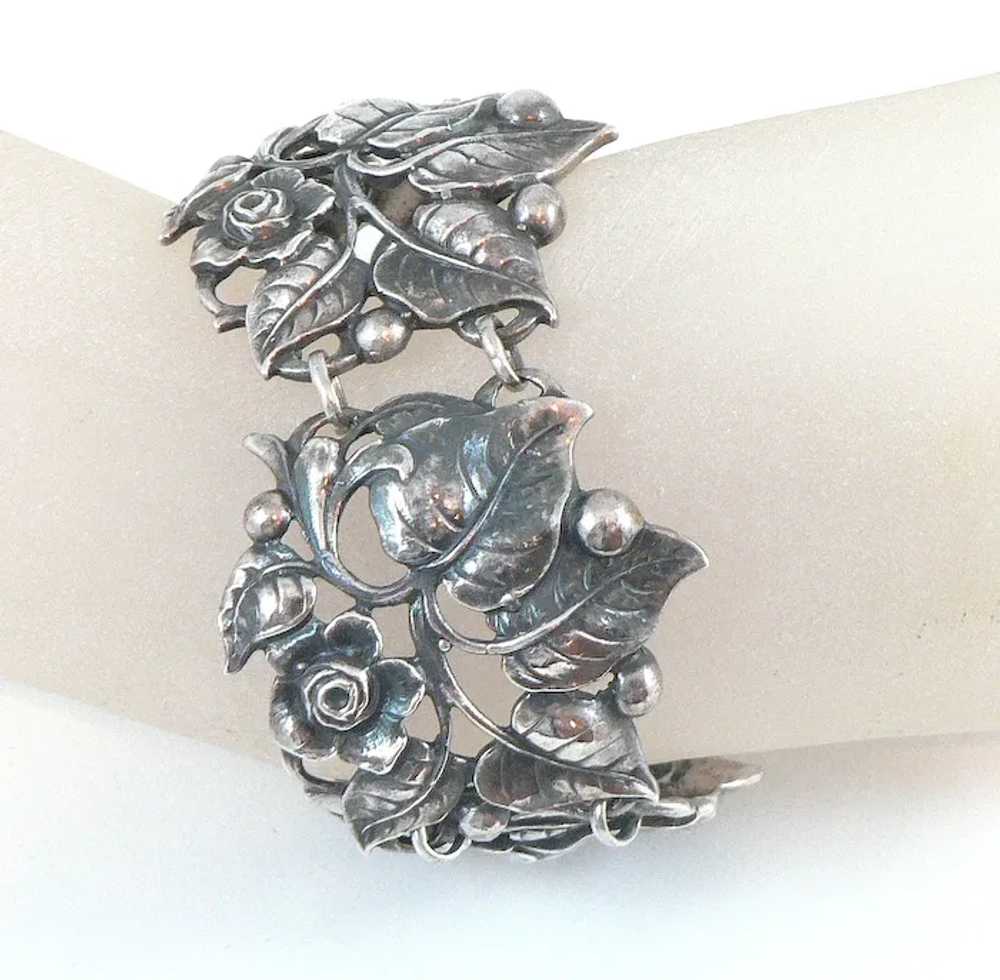 Cini Sterling Silver Rose and Leaf Bracelet - image 3