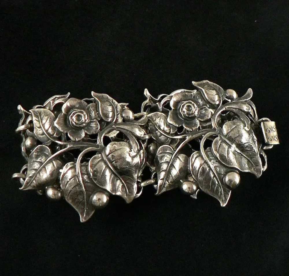 Cini Sterling Silver Rose and Leaf Bracelet - image 6