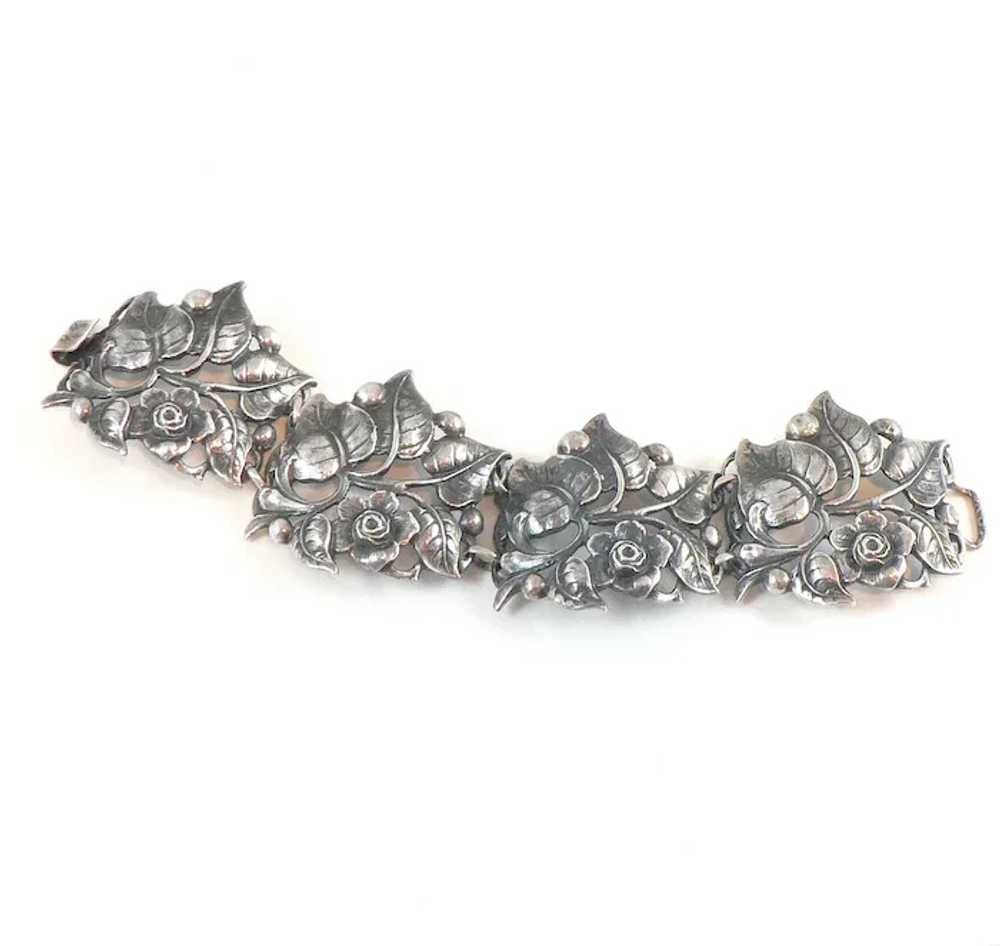 Cini Sterling Silver Rose and Leaf Bracelet - image 8