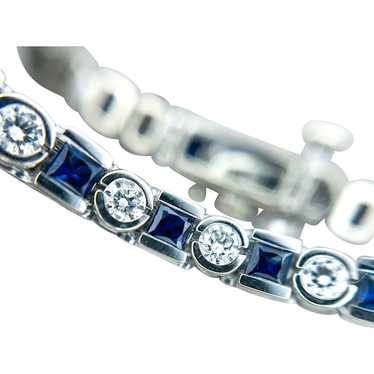 Unique 14KW Natural Sapphire Diamond Tennis Bracel