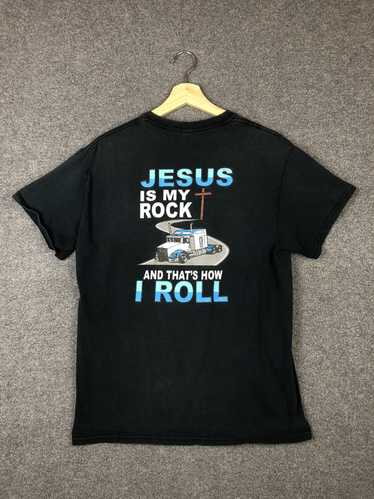 Humor × Vintage Vintage Jesus Is My Rock T Shirt