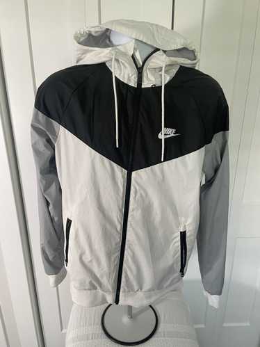 Nike Grey, Black and White Nike Hooded Windbreaker