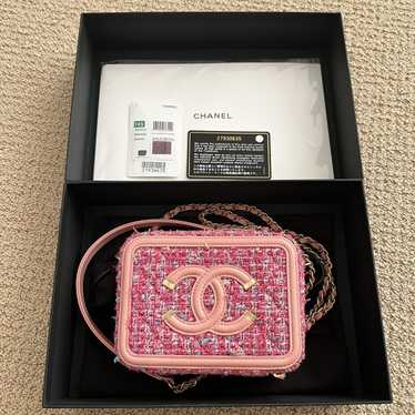 CHANEL, Bags, Chanel Filigree Vertical Vanity Case Pvc With Lambskin  Clear Multicolor