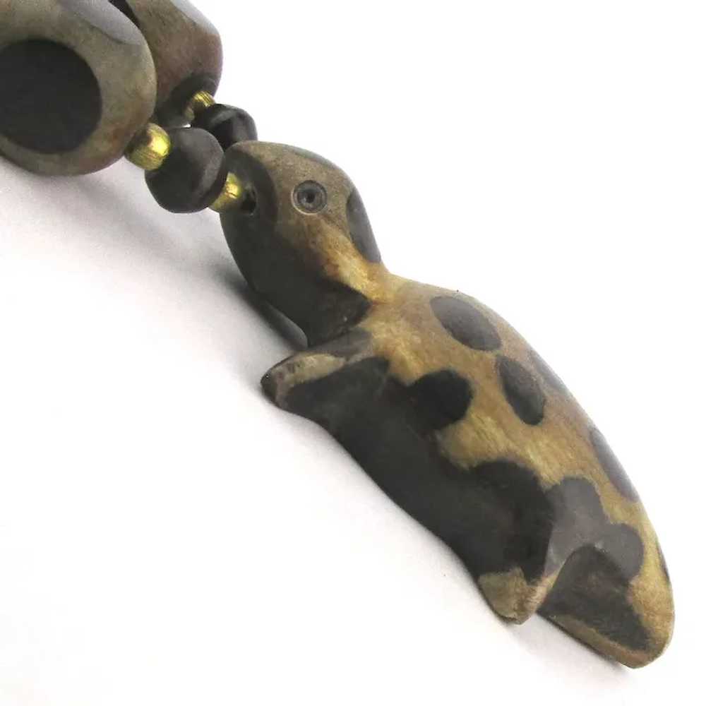 Vintage Polka Dot Figural TURTLE Bead Necklace - image 4